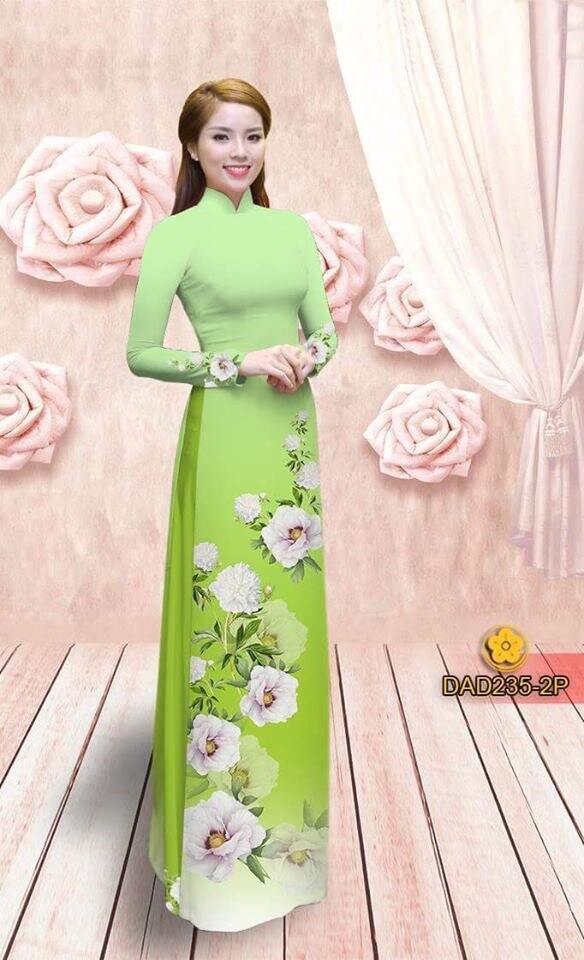 2m vải lụa tằm Ý in kỹ thuật số 3D may áo dài