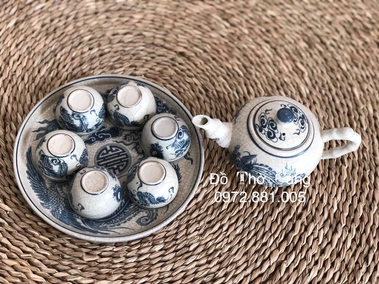 Bộ ấm trà thờ Men Rạn Đen