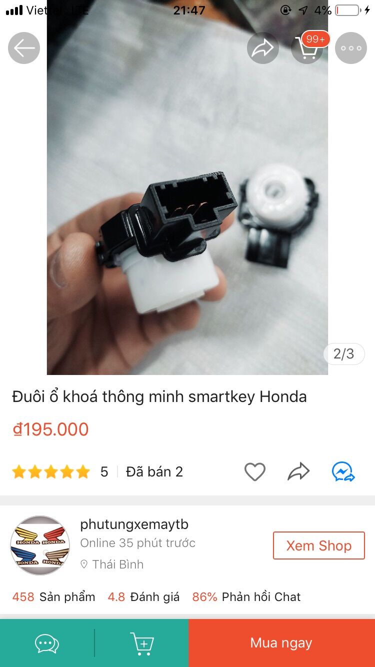 Tiếp điểm ổ khoá honda - đuôi ổ khoá lead - ab 125 - sh - wave 110