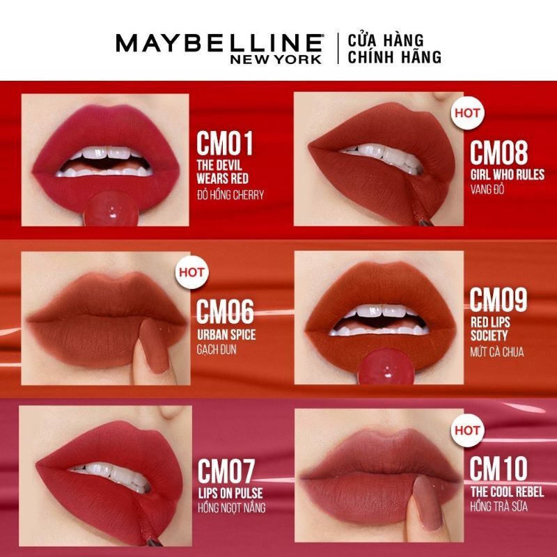 Son kem lì Maybelline matte 6.4ml bộ 6 cây