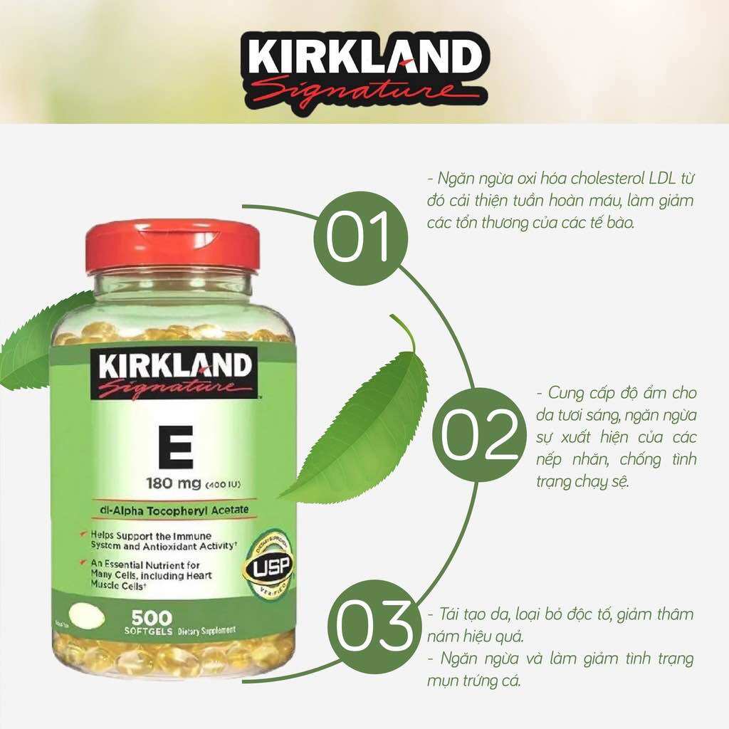 Vitamin e kirkland mỹ hủ 500 viên