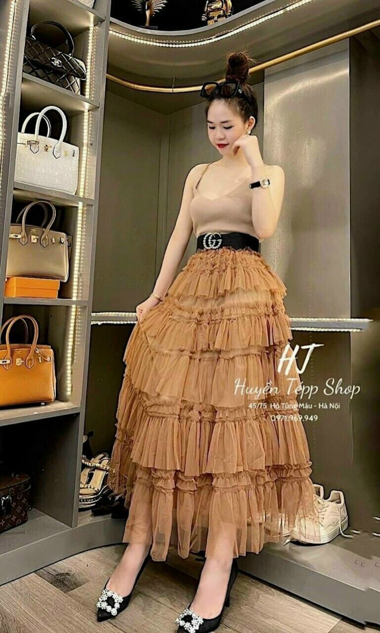 Chân váy ren tầng vintage dáng maxi hàng cao cấp