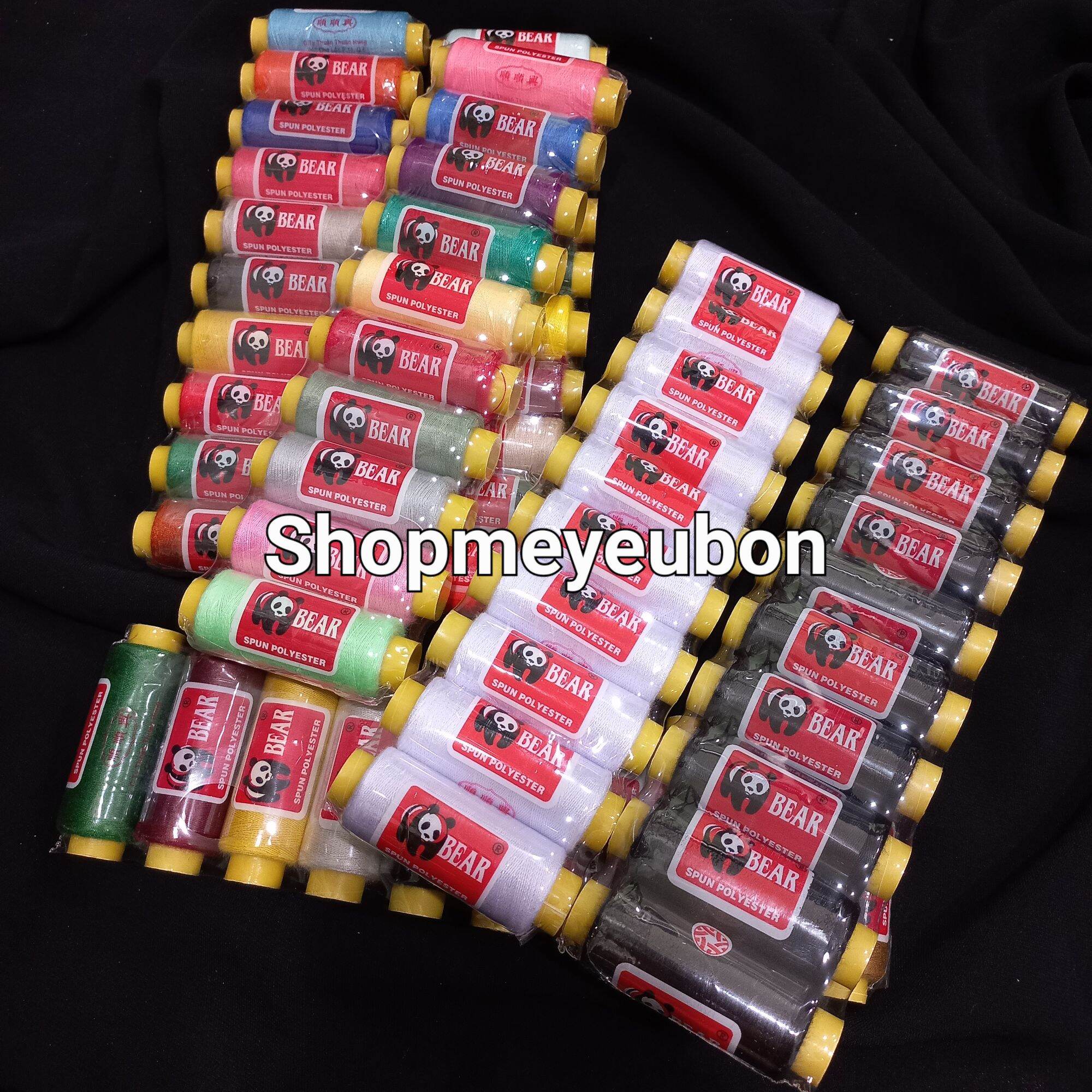 Vỉ 10 cuộn chỉ may đồ gấu (màu ngẫu nhiên/trắng/đen)