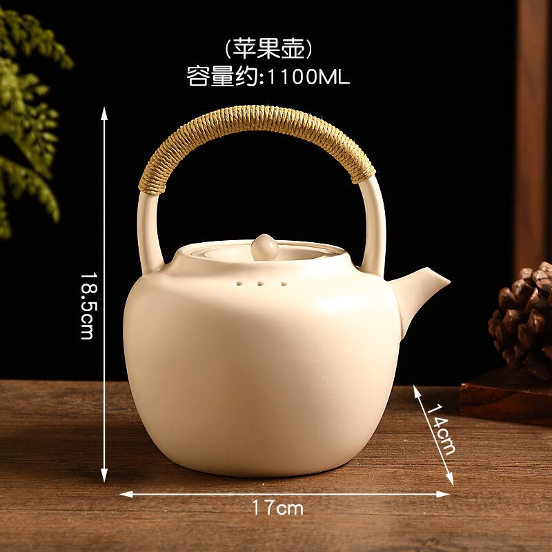 Ấm trà quai xách kiểu nhật ấm đun nước gốm sứ gia dụng ấm đun trà pha trà ấm đun trà bếp gốm điện minh hỏa lọ gốm trà
