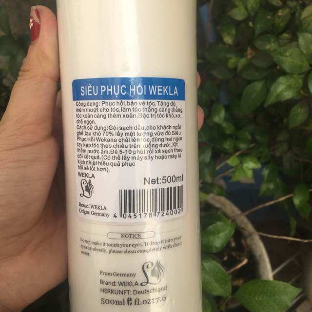 [HCM]SIÊU PHỤC HỒI BẢO VỆ TÓC WEKLA ĐỨC 500ml