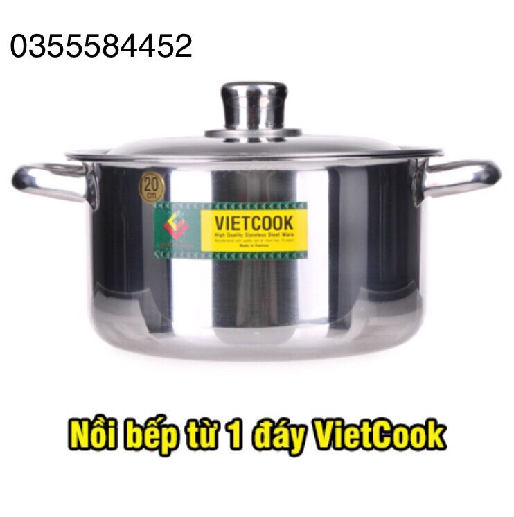 Nồi luộc gà 1 đáy nắp inox việtcook 30cm