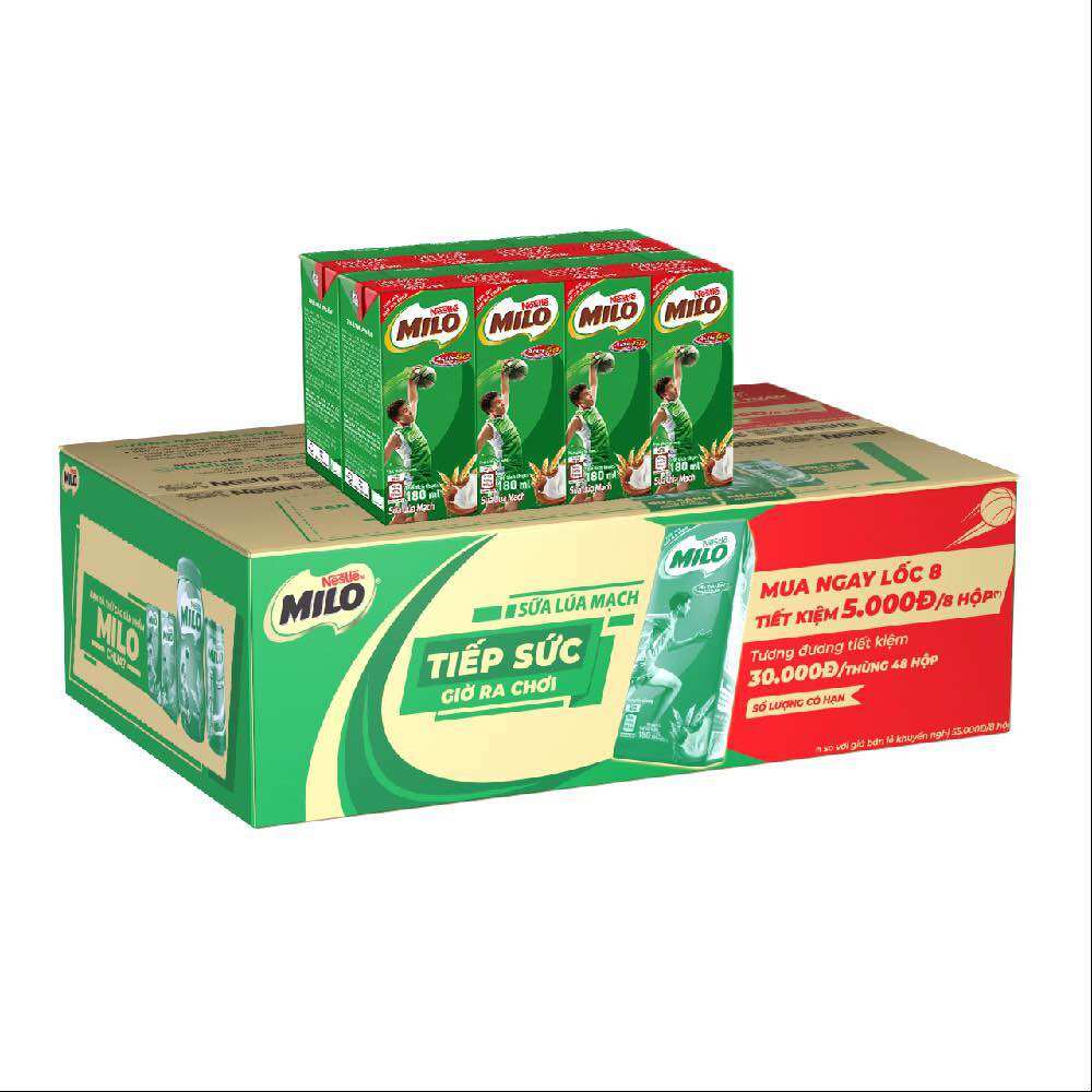 Lôc sữa lúa mạch Milo Nestle 4 hộp 180ml