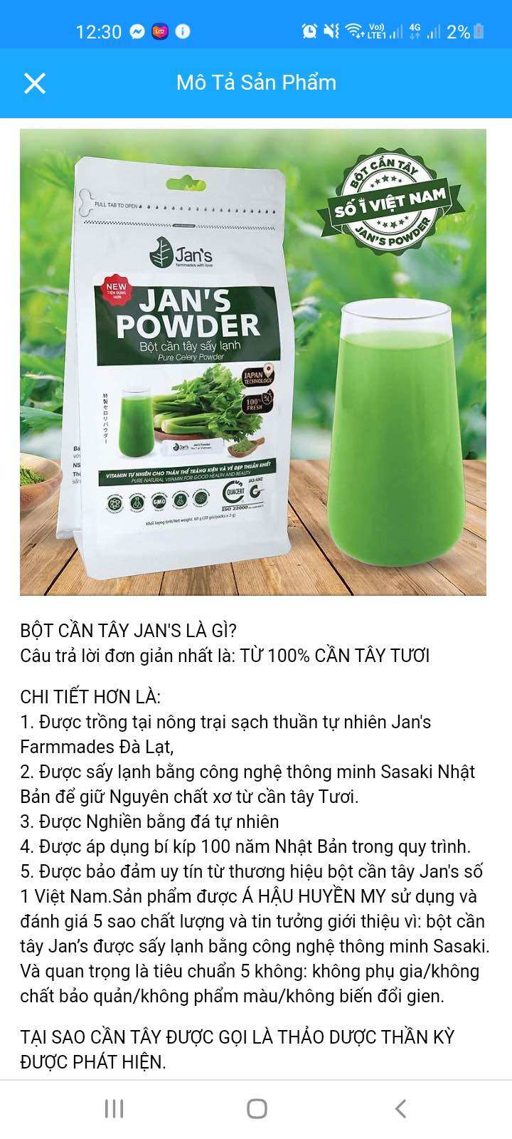 Bột cần tây sấy lạnh Jan’s
