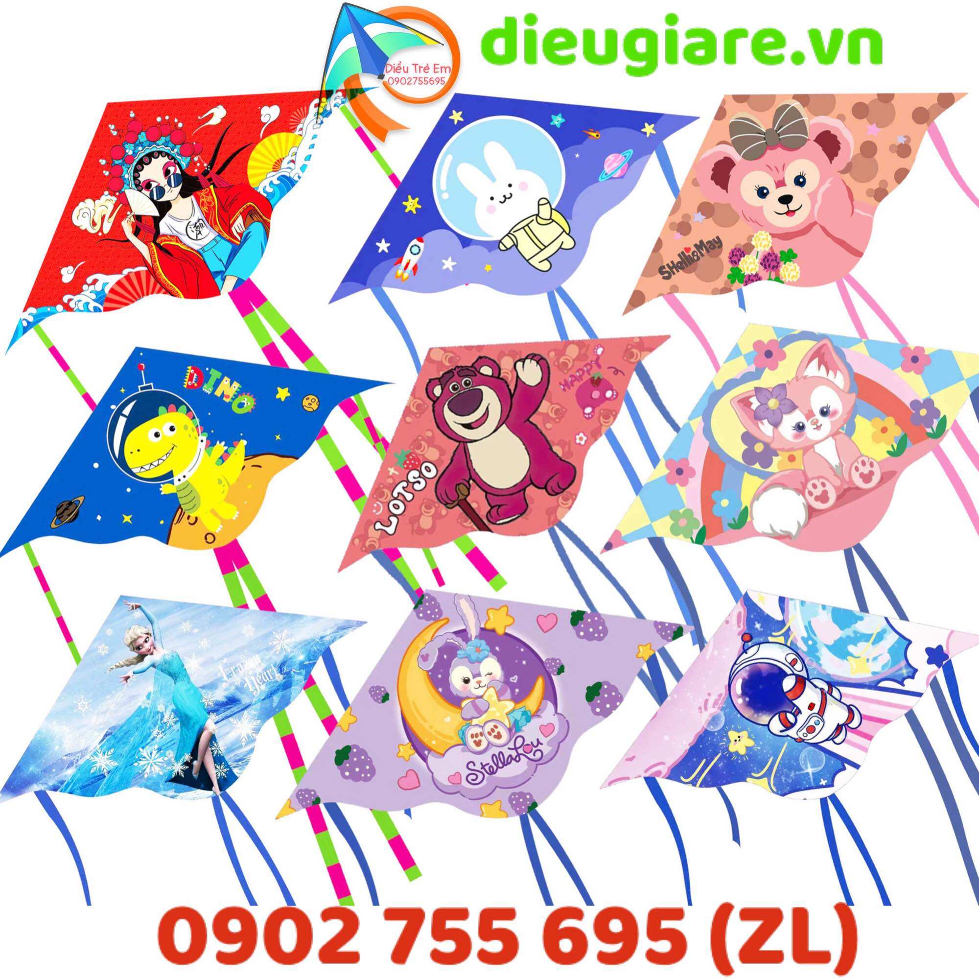 [MUA 1 TẶNG 1] Diều 3D, Diều thả, diều cho bé, diều hoạt hình cho bé từ 3 tuổi cầm chơi thả diều + TẶNG tay cầm thả diều dài 150 mét dây (shop diều độc - lạ - giá rẻ) diều giá rẻ, diều mini, diều đại trà