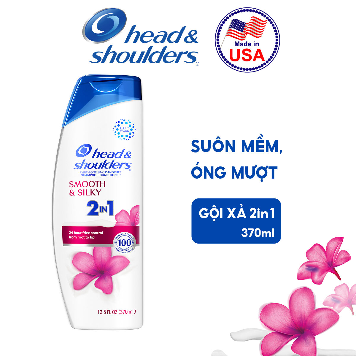 Dầu Gội Xả HEAD & SHOULDERS Nhập Khẩu Mỹ Sạch Gàu 2IN1 Hương Dry Scalp Care/ Pure Sport/ Smooth & Si