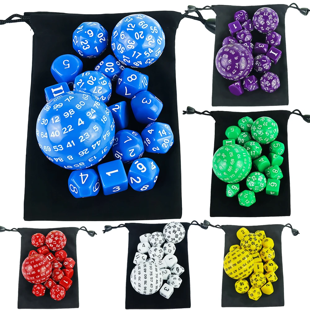 15 Chiếc Xúc Xắc Đa Diện Bộ Túi D3-d100 6 Màu Cho Dnd Rpg Board Game Phụ Kiện Quà Tặng Cho Sở Thích 