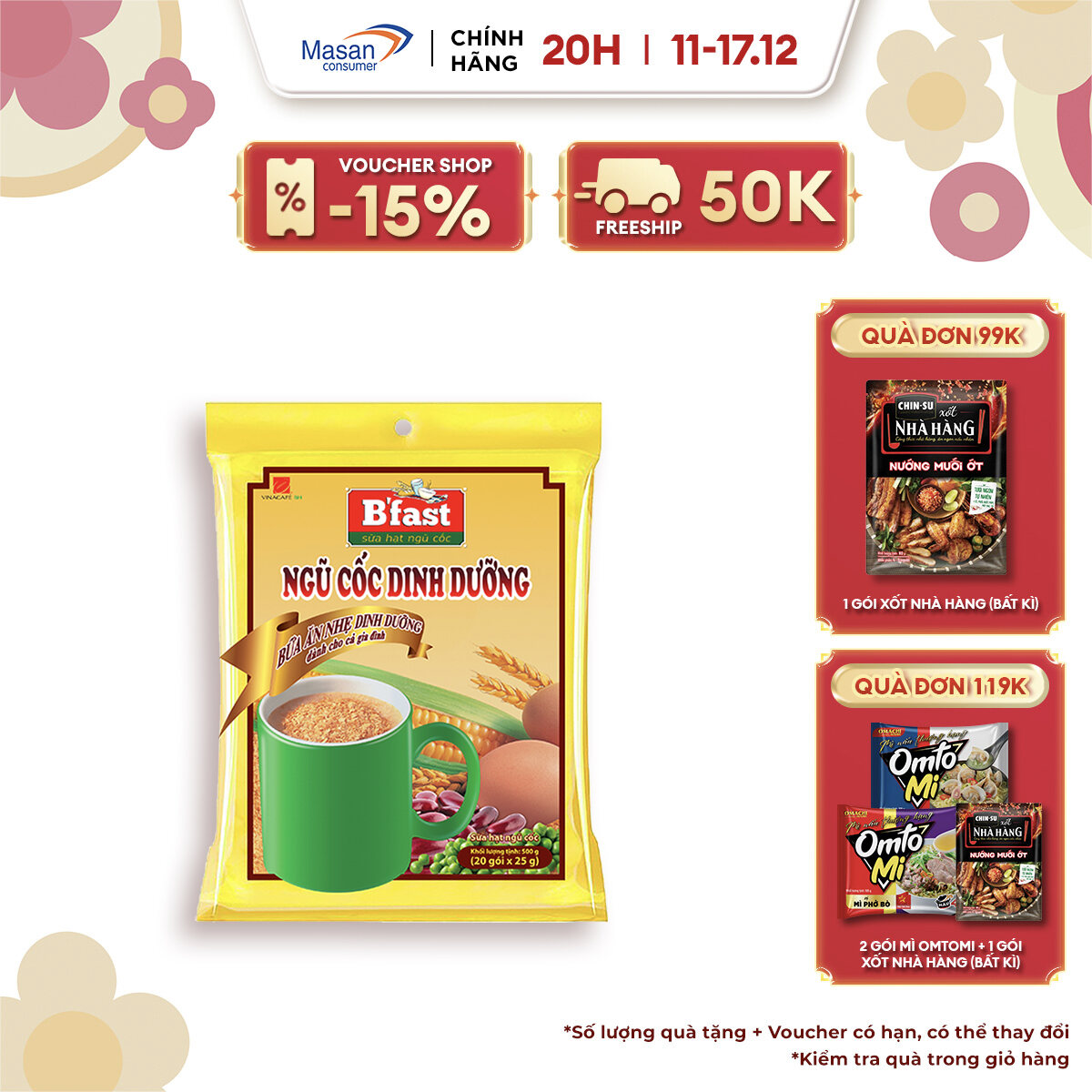 Sữa Hạt Ngũ Cốc B'Fast - Túi 20 Gói x 25g