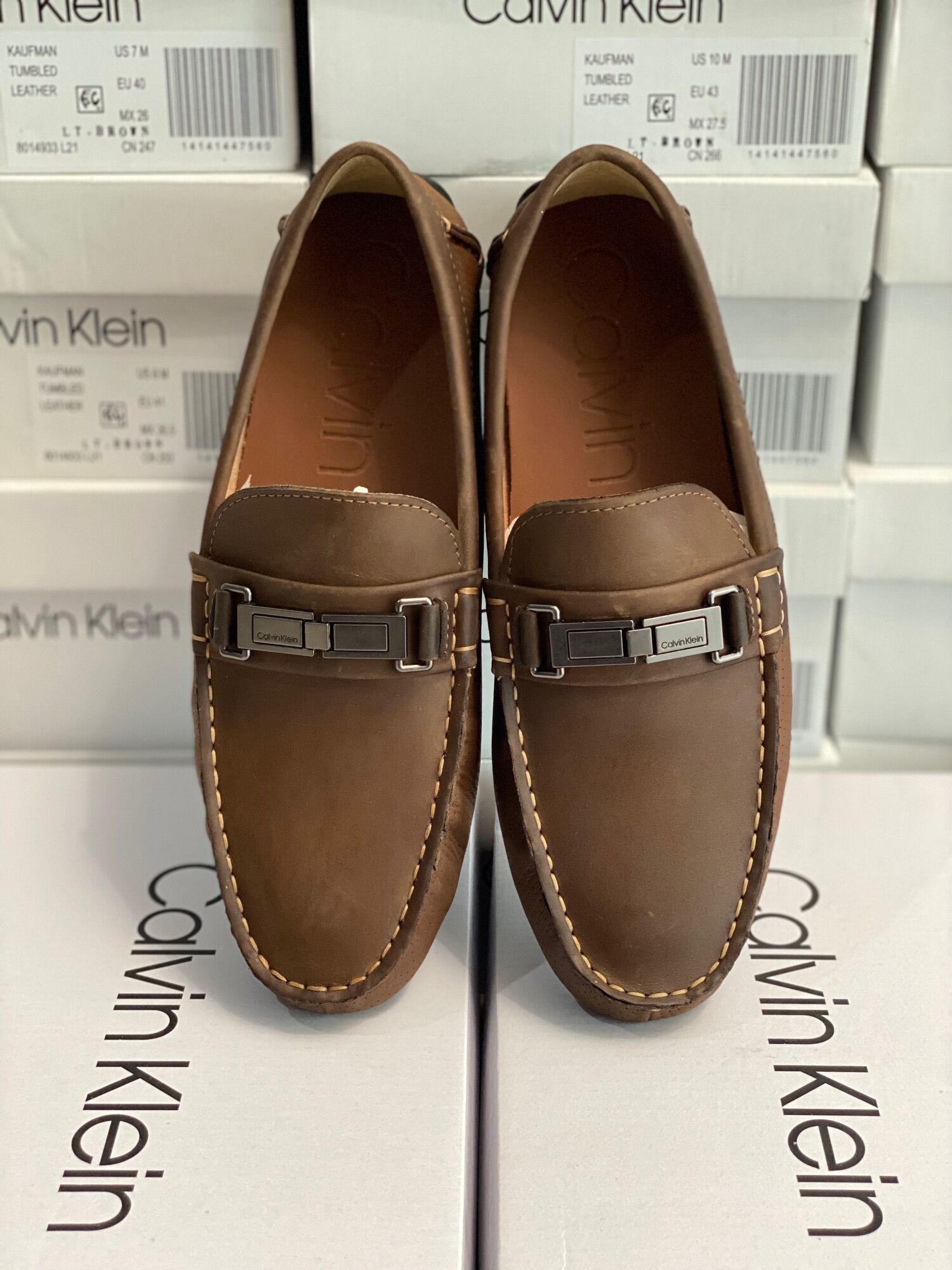 Giày mọi da hàng chính hãng Calvin Klein Black/Navy/Brown