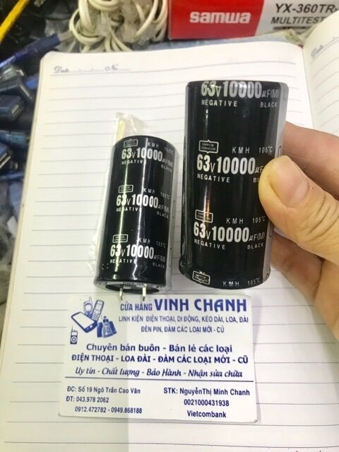 2 Con Tụ KMH 63V 10000uf 3.5x7cm