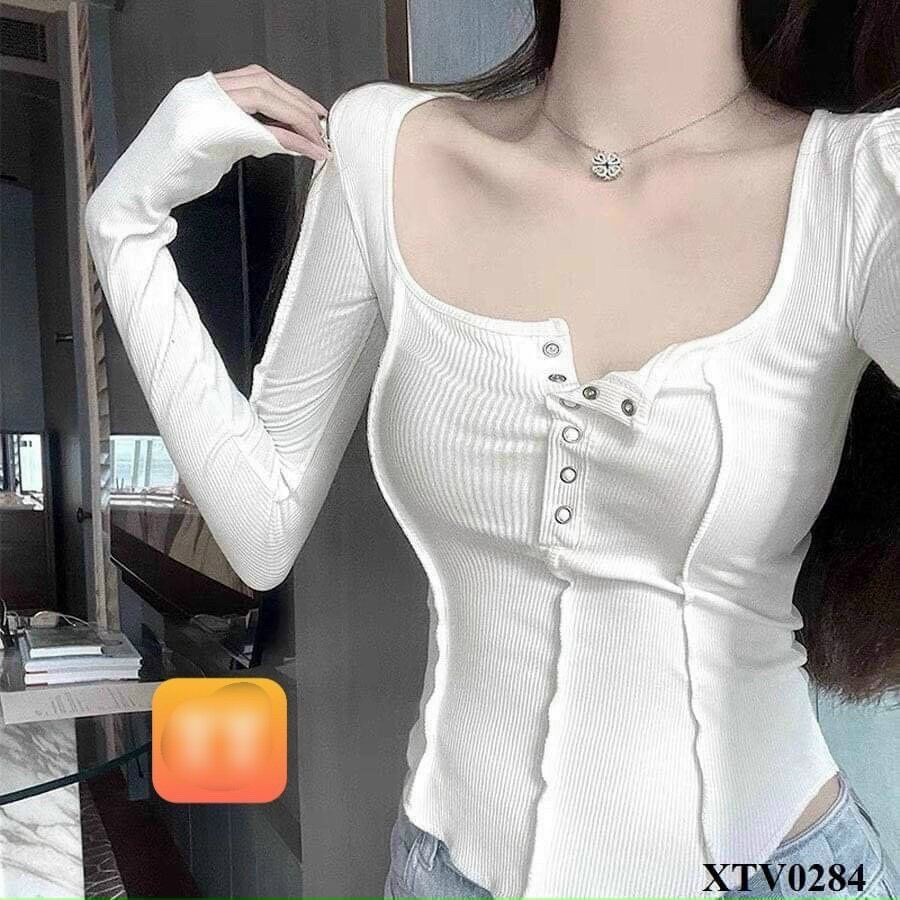 Áo thun gân tay dài vạt bầu