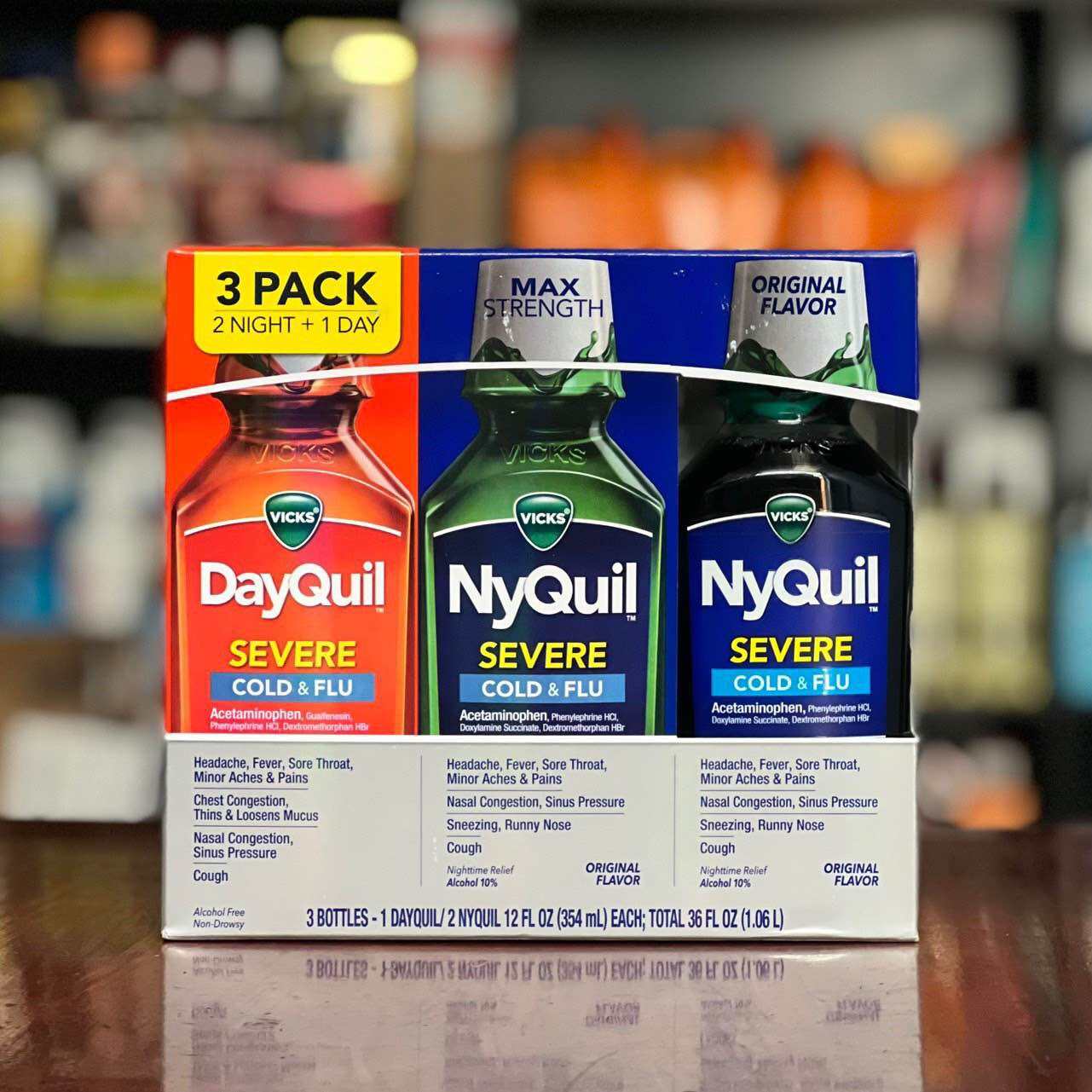 Set 3 chai siro ho Vicks Dayquil Nyquil vị bạc hà hàng Mỹ