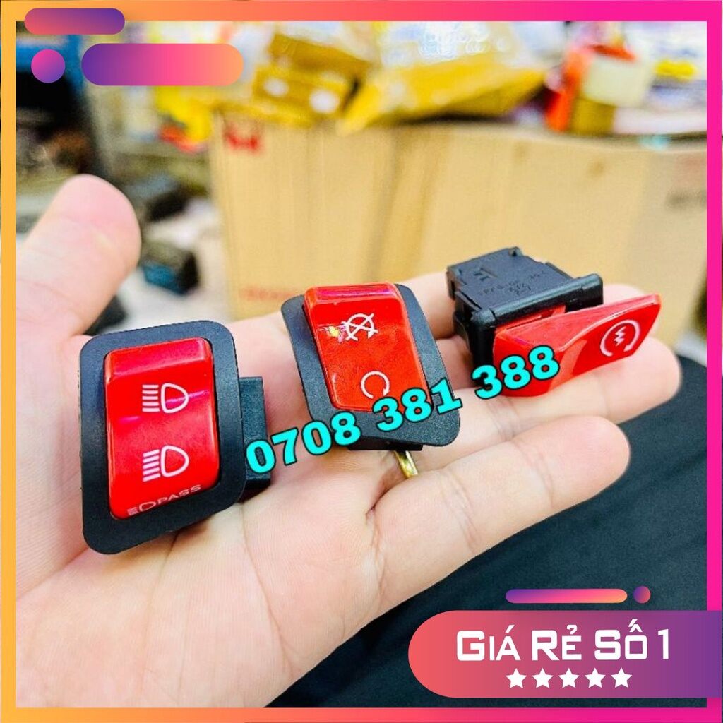 Nút đề honda màu đỏ gắn honda - nút passing - đồ chơi xe máy