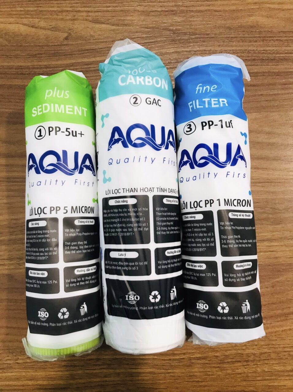 Lõi số 1 PP 1Micron 10in Aqua, Lõi số 2 thân OCB 10in Aqua