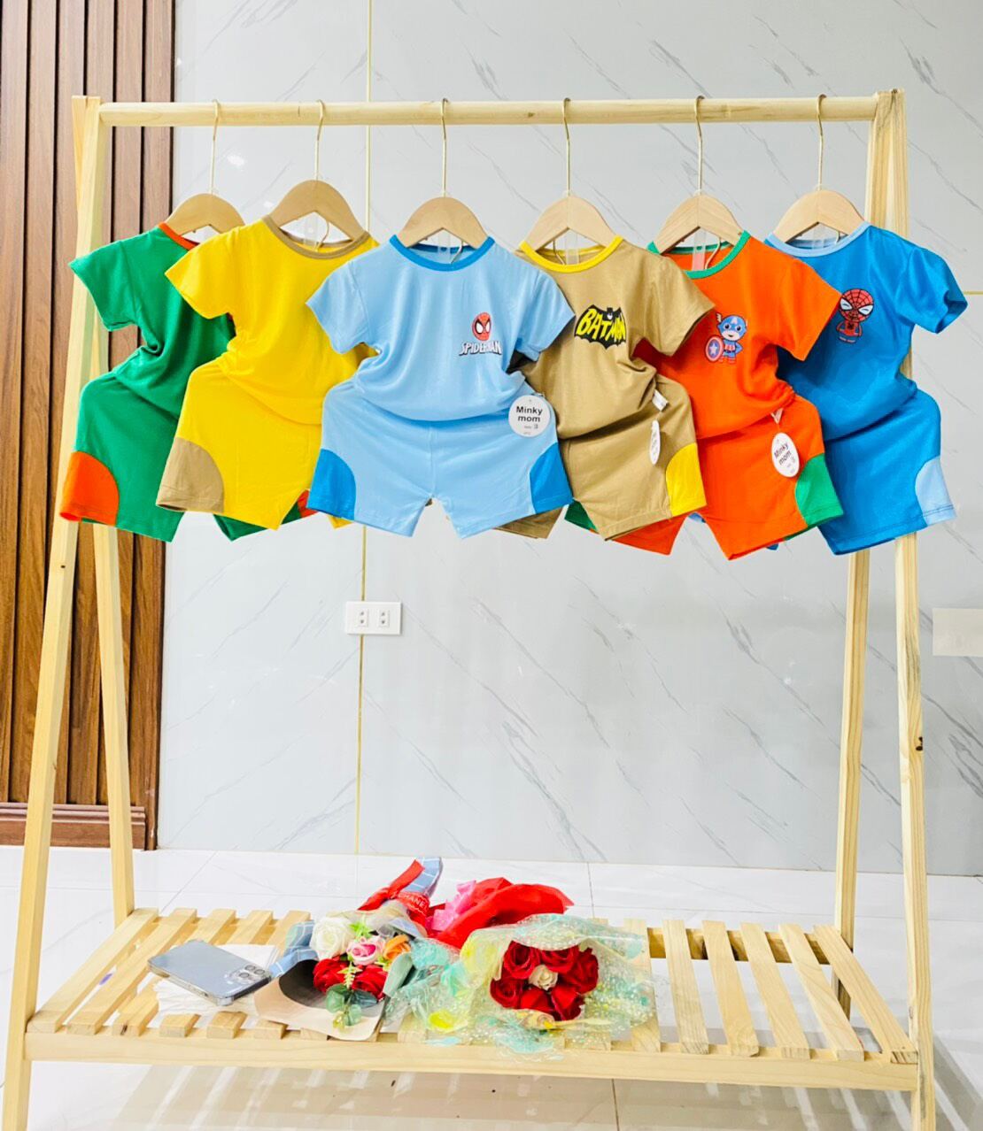 Bộ cộc phối màu siêu nhân thun lạnh minky