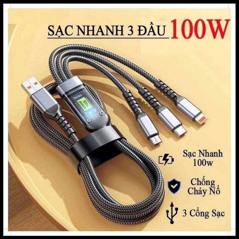 Dây Cáp Sạc Nhanh PD27W Pd 65W Tyepc 3in1 và 4in1 Đầu Sạc Đa Năng Truyền Đổi Dữ Liệu Nhanh Chóng