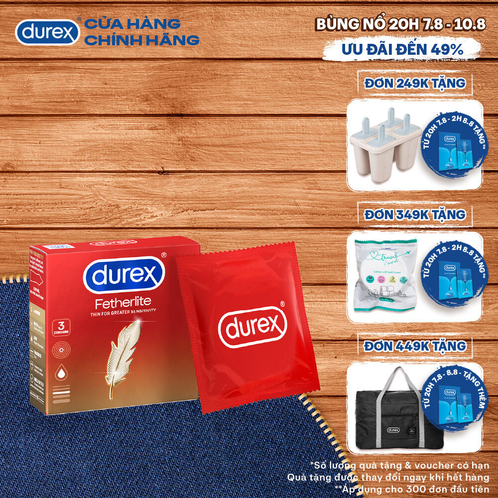 Durex Fetherlite Condoms Are Ultra-Thin, Size 52.5mm, 3 Packs/Box