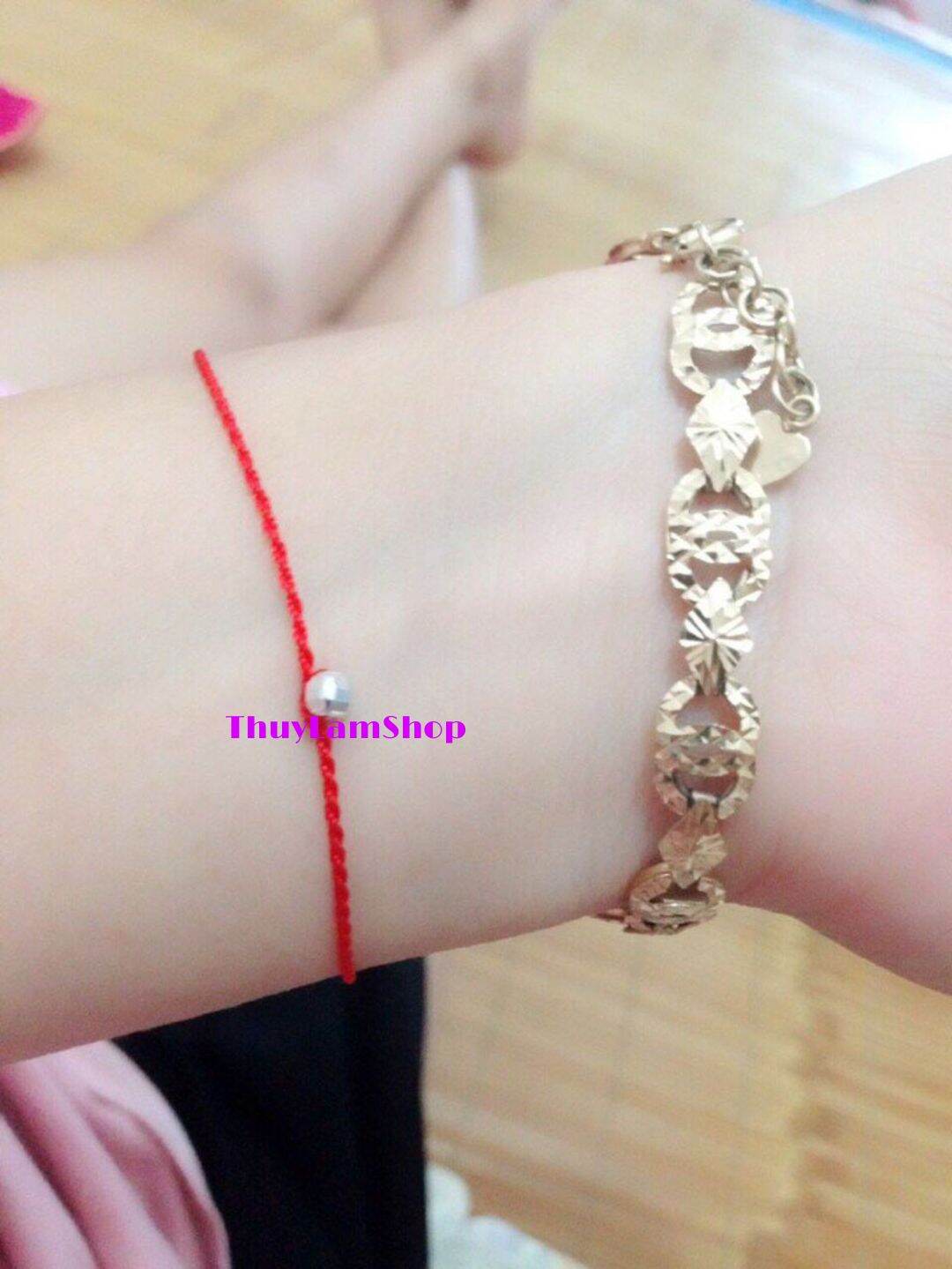 Vòng chỉ đỏ Mic bi bạc may mắn bình an