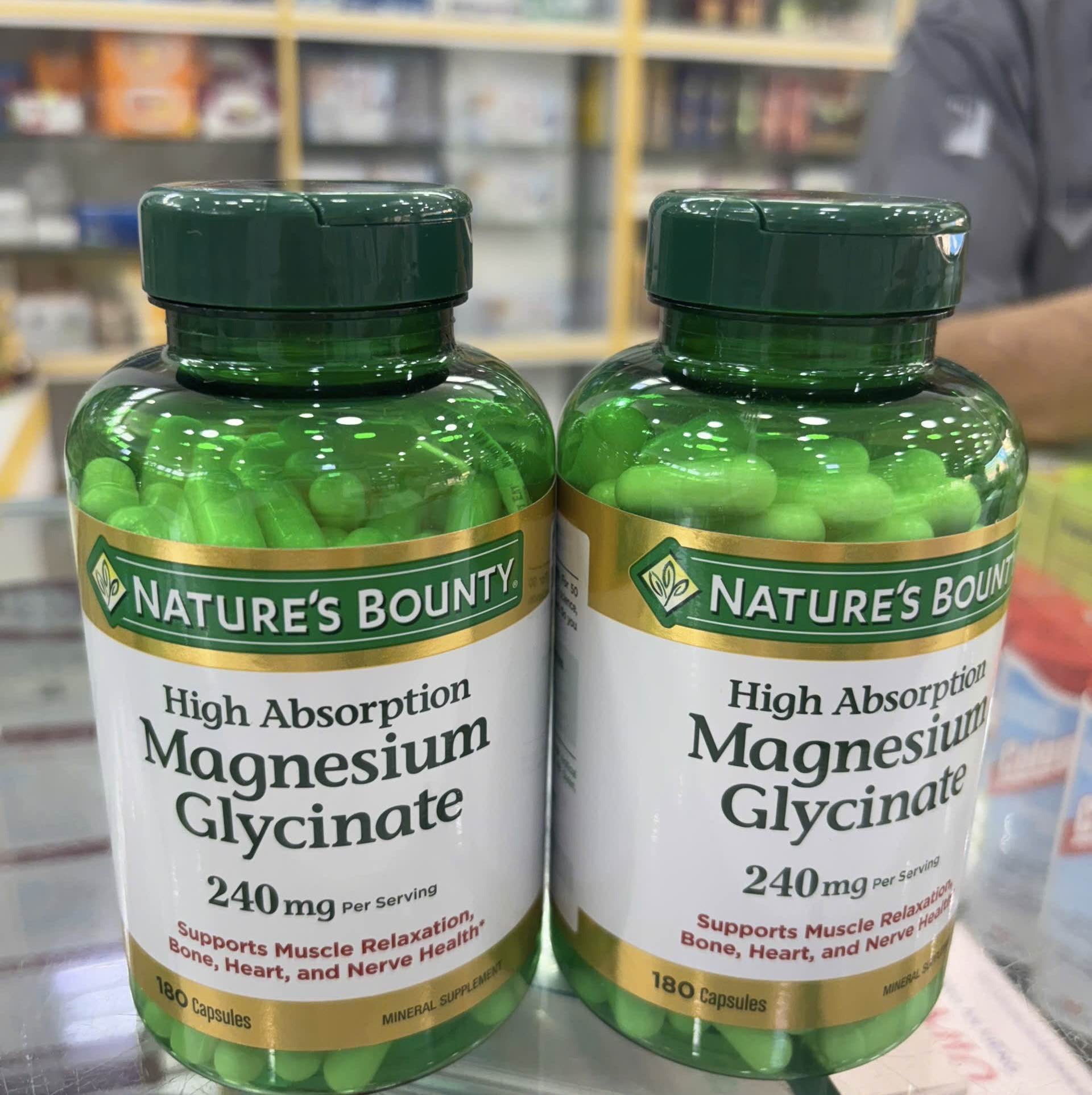 Viên bổ sung Magnesium Glycinate 240mg Nature's Bounty 180 viên - Mỹ