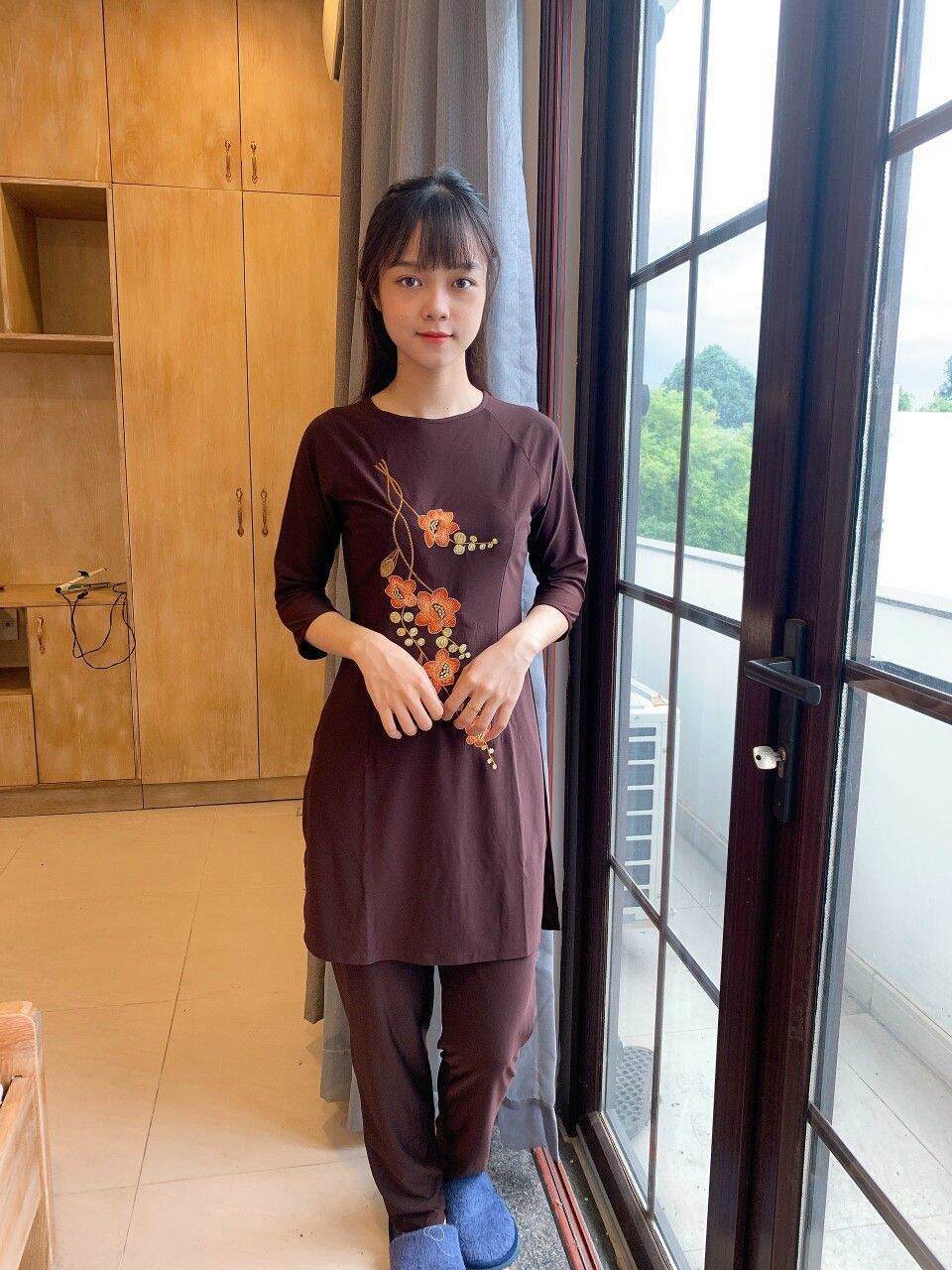 Cách tân vải thun đi chùa#áo dài#áo cắt tân
