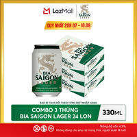 Nồng Độ Cồn 4.3% - Combo 3 Thùng 24 Lon Bia Saigon Lager 330ml