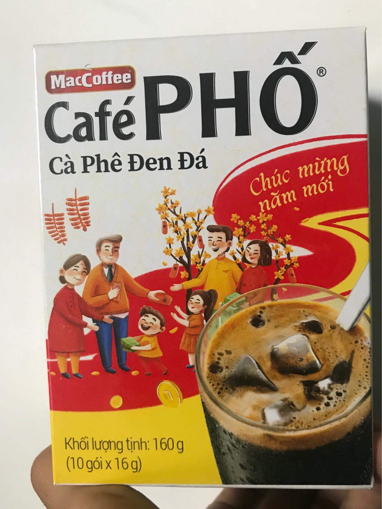 Cafe Phố Cà phê đen đá 160g[ 10 gói x 16g]