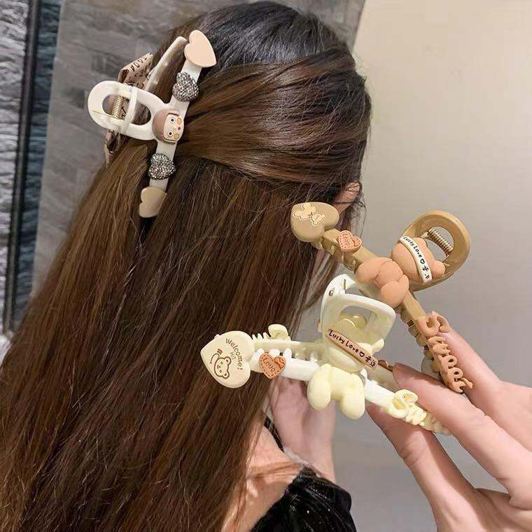 kẹp bới tóc hình hoạt hình chú gấu và nơ xinh xắn thời trang hàn quốc