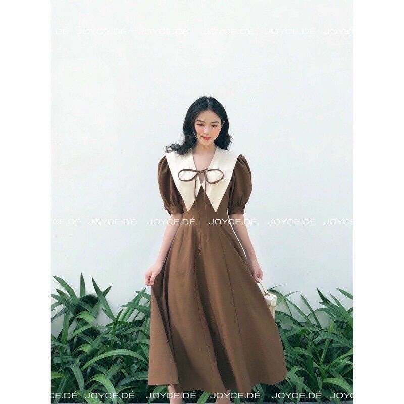 (SHOP TÁO ĐỎ BIGSIZE nữ 50kg đến 90kg)ĐẦM MIDI TIỂU THƯ CỔ SƠ MI