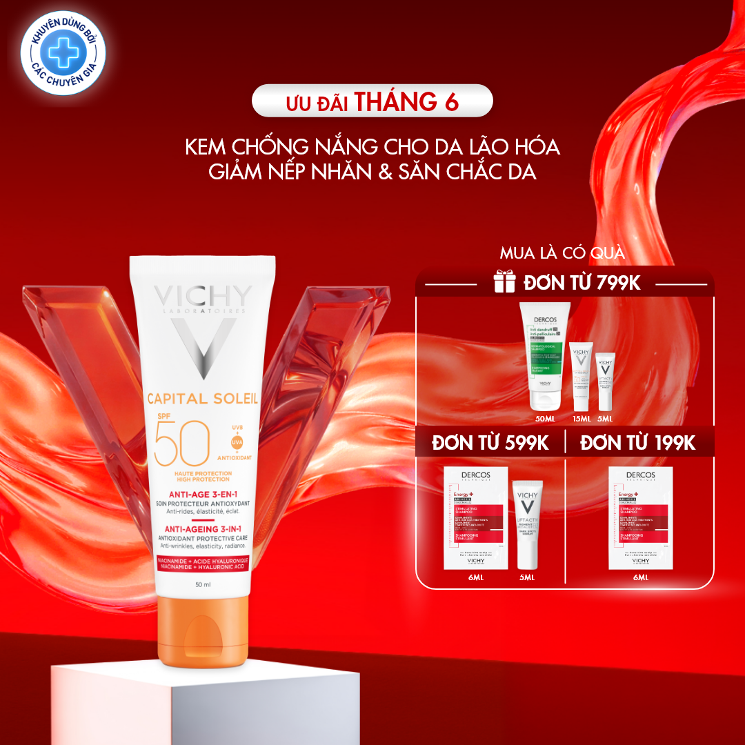 Kem chống nắng bảo vệ và giúp giảm các dấu hiệu lão hóa Capital Soleil Anti-Age SPF50