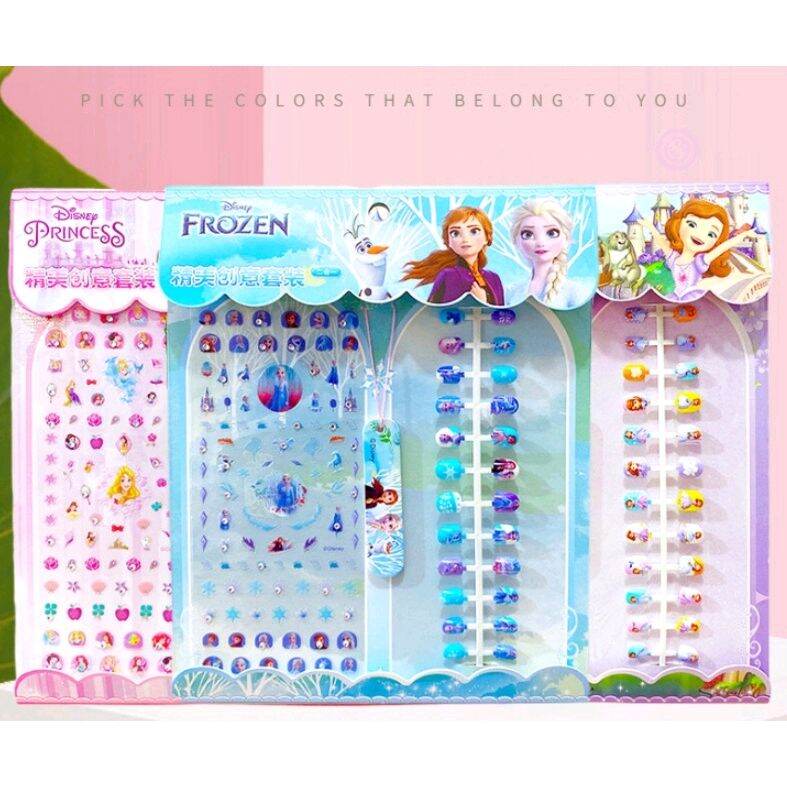 BỘ MÓNG GIẢ + HÌNH DÁN MÓNG - TRANG TRÍ MÓNG TAY CHO BÉ THỂ LOẠI CÔNG CHÚA HOẠT HÌNH