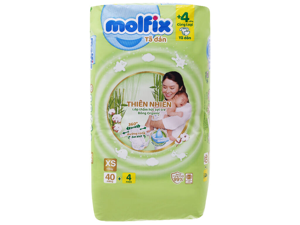 Bỉm tã dán nhỏ Molfix Thiên nhiên size NB S M L