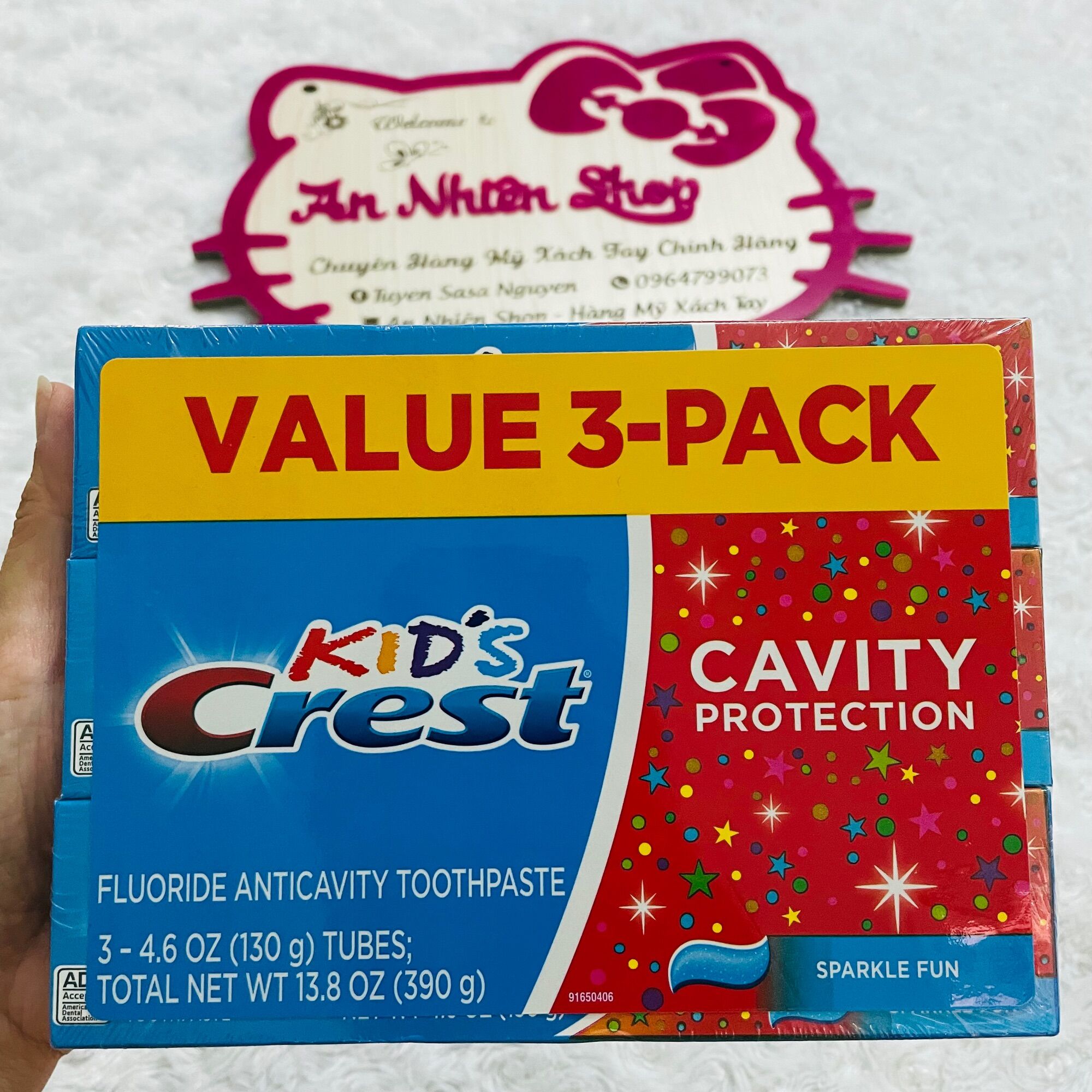 Pack 3 Kem đánh răng Kid’s Crest Cavity Protection 130g dành cho bé từ 2 tuổi trở lên