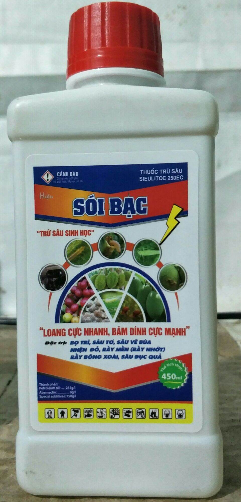 Thuốc trừ sâu sinh học [SÓI BẠC] dầu khoáng và Abamectin trừ sâu tơ sâu đục thân rầy rệp nhện bọ trĩ bọ nhảy chai 450ml trên tất cả các loại cây trồng