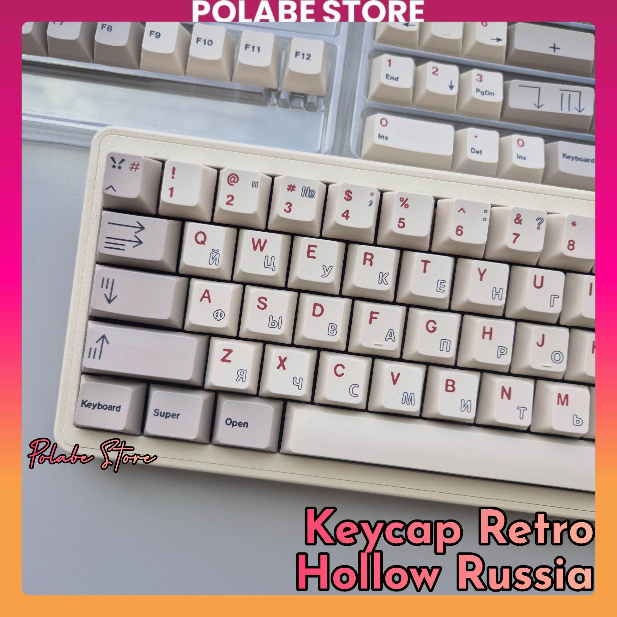 Keycap Retro Hollow Russia Cherry profile bàn phím cơ Polabe Store Keycap XMI Clone