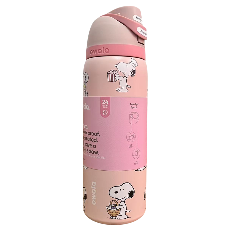 Owala Snoopy Cartoon Insulated Cup Large Capacity Straw Double Drink Cover Cold Proof Stainless Stee