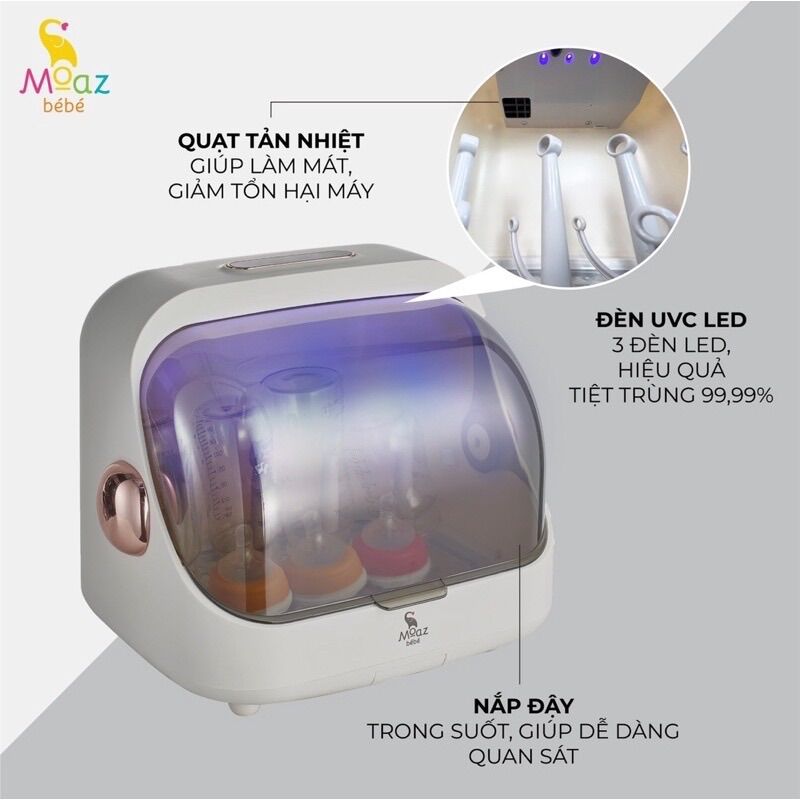 Máy úp bình sữa tiệt trùng sấy khô UVC Moaz Bebe MB 044