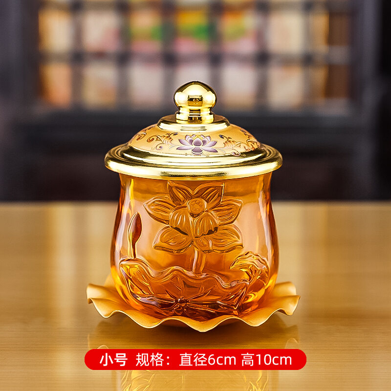 Cốc cúng phật hoa sen pha lê cốc cúng phật cốc nước thánh lưu ly phật đường cốc thờ quan âm trước phật gia dụng cốc lọc nước