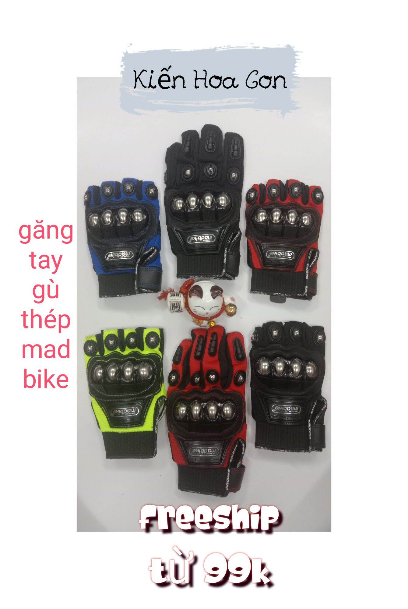 Găng tay phượt thủ, bao tay gù thép nửa ngón, hở ngón
