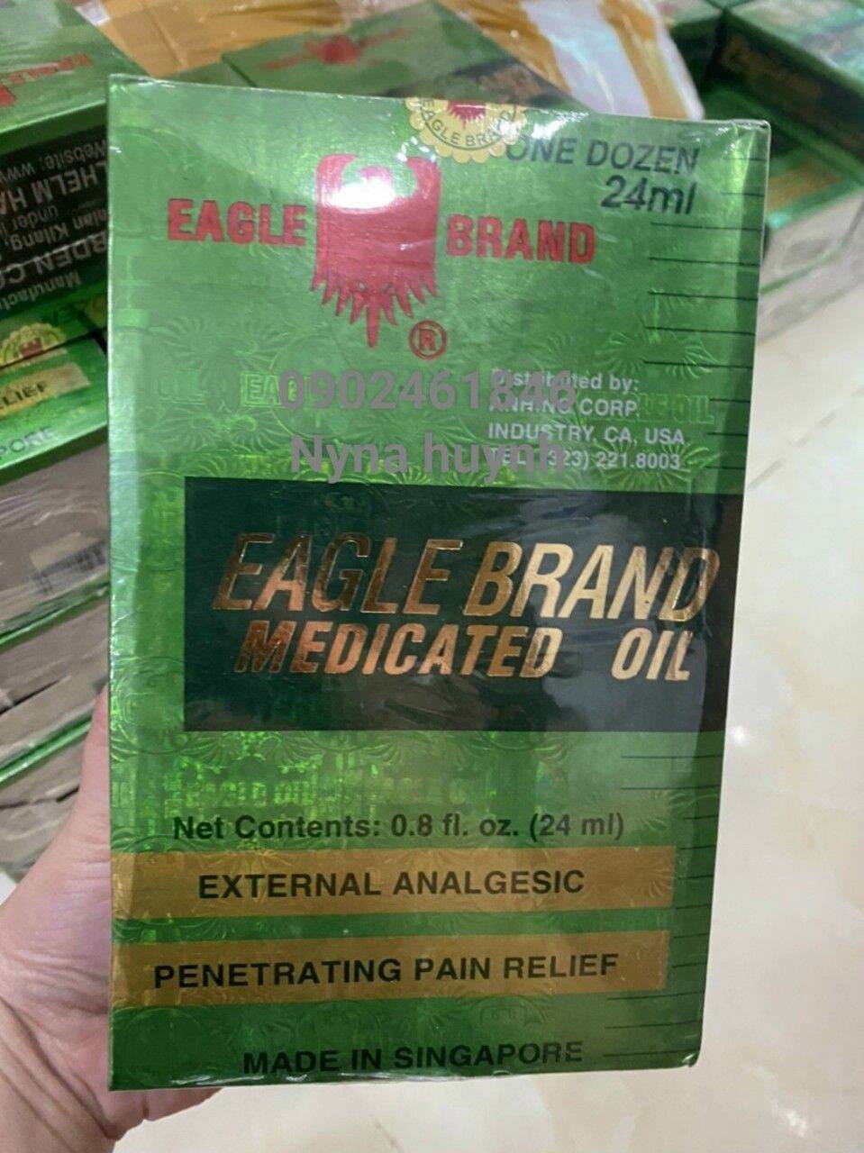 4 CHAI DẦU XANH 2 NẮP SINGAPORE 24ML