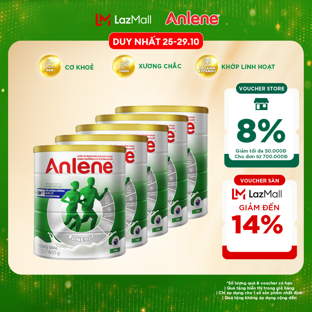 [Voucher giảm đến 26%]Combo 5 Sữa Bột Anlene Hương Vani 800G