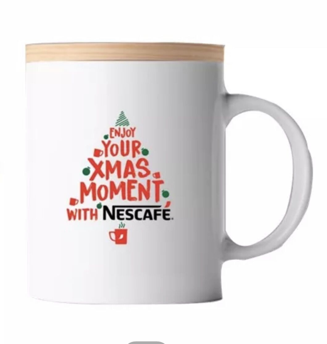 Ly sứ nắp gỗ Nescafe 400ml