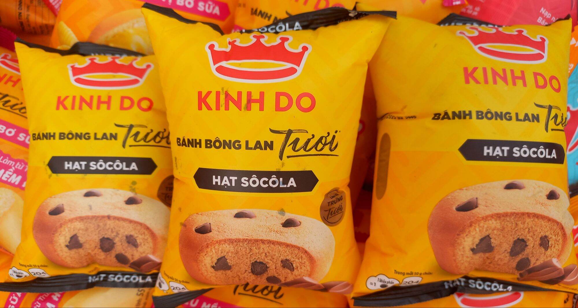 Bán bông lan tròn hạt socola  kinh đô, lốc 10 bánh ×50gam