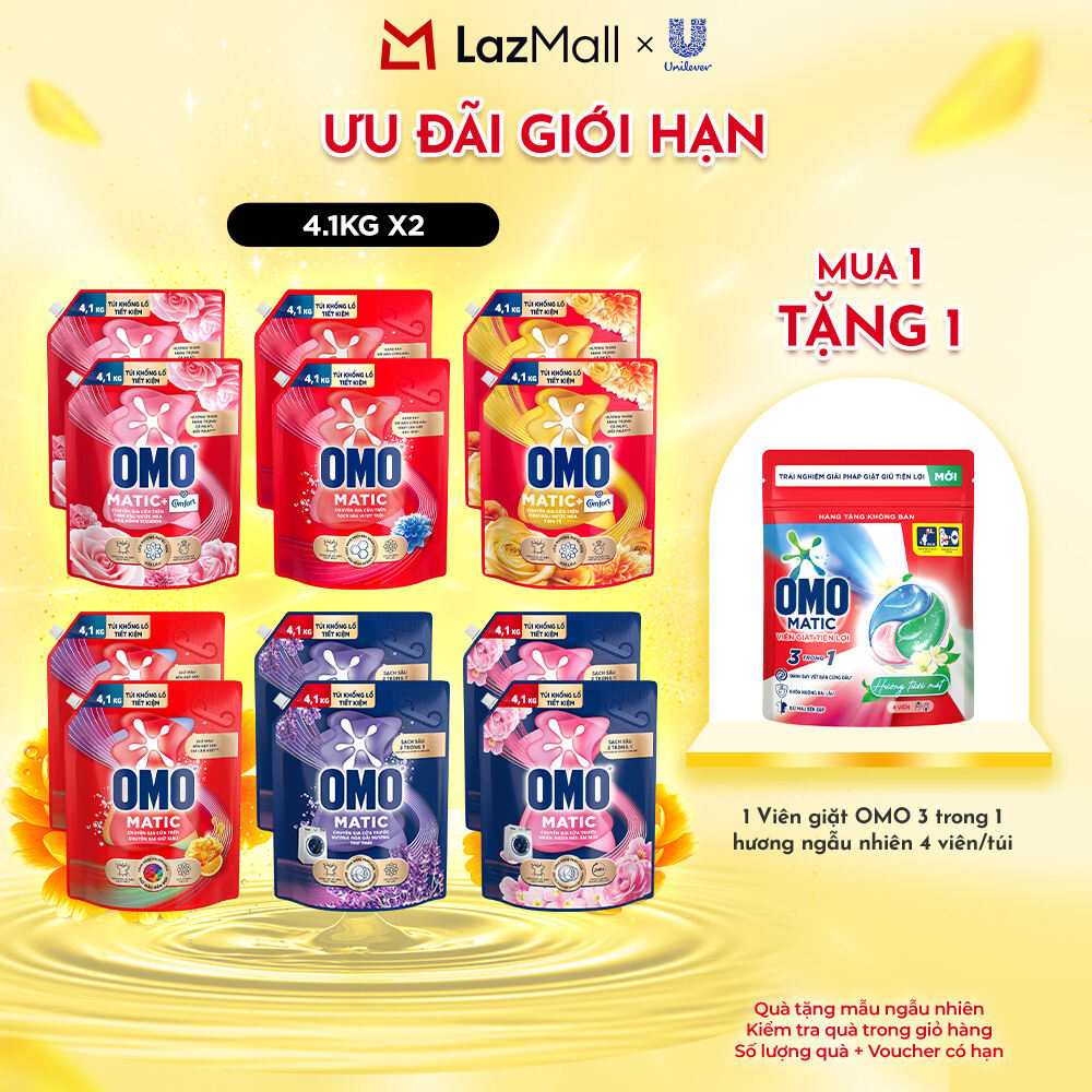 (Livestream) - Combo 2 túi nước giặt OMO Matic cửa trước 4.1kg/túi