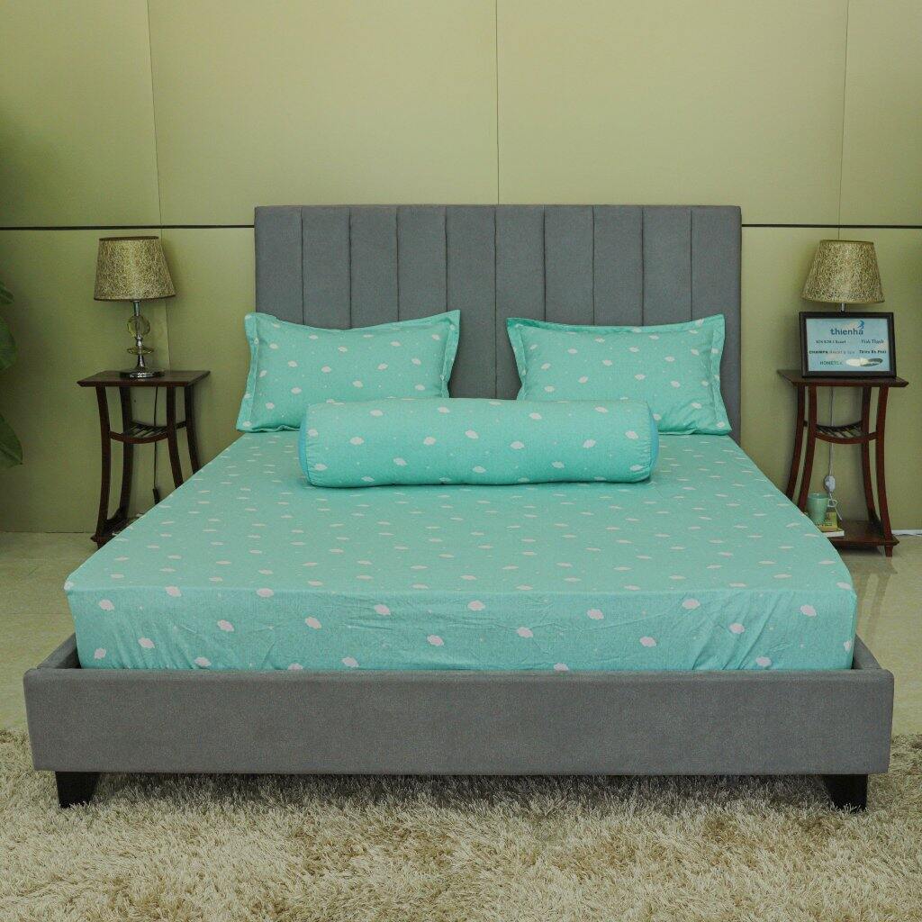 Bộ ga gối cotton hometex - bộ drap gối bọc nệm vải cotton hoa hometex - sản phẩm của cty may thiên hà