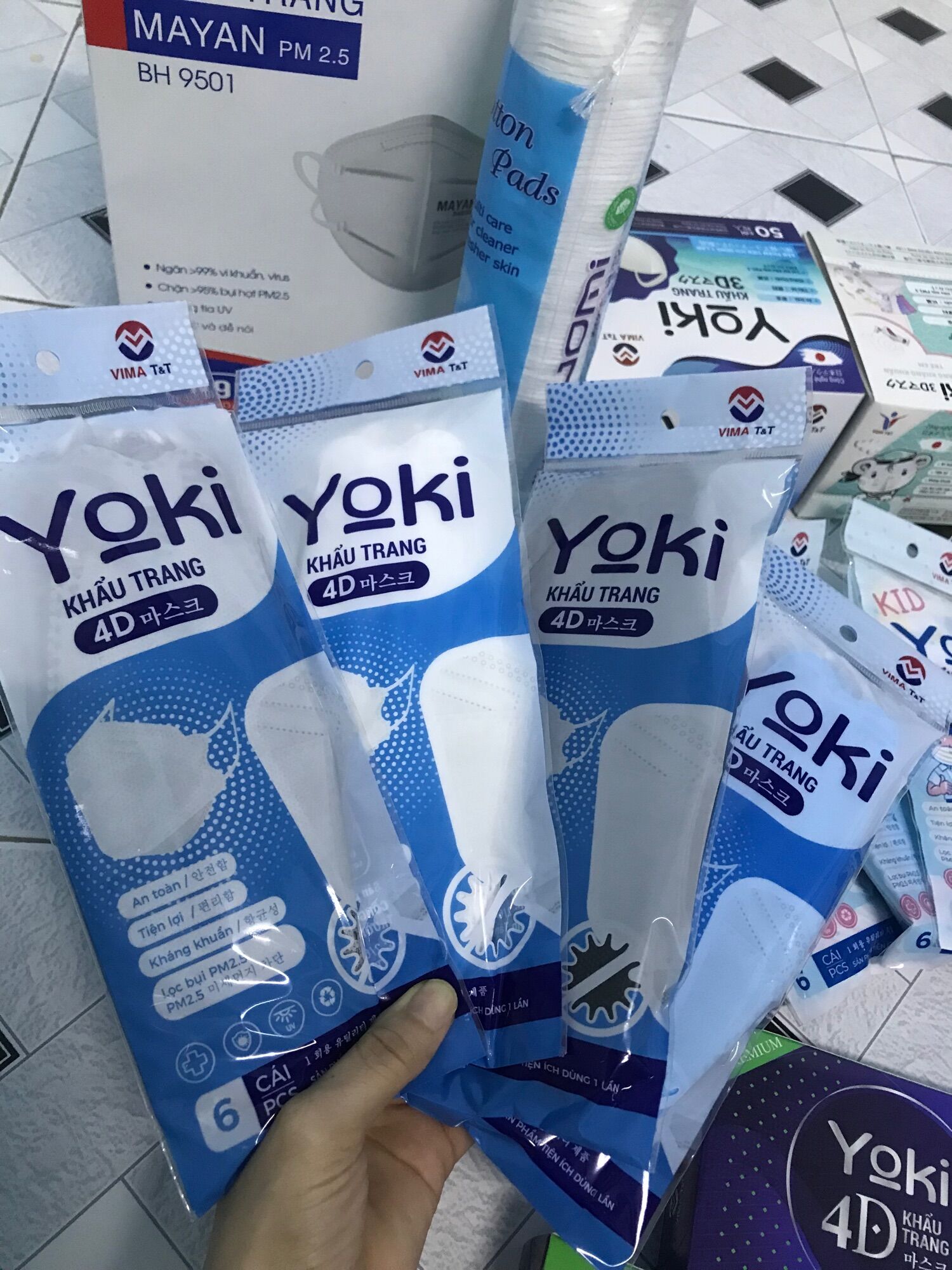 Combo 6 bịch khẩu trang yoki kháng khuẩn