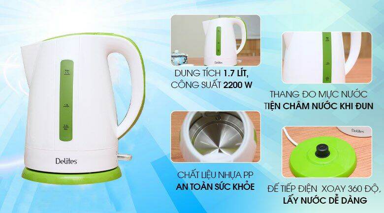Ấm siêu tốc Delites 1.7 lít ST17P01WG

- hàng trưng bày